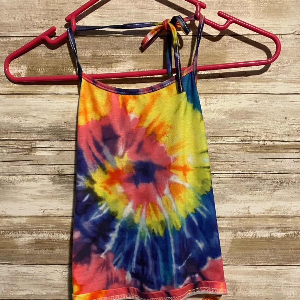 SHEIN Tie-Dye Halter Crop Top